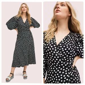 kate spade Black and White Polka Dot Midi Dress